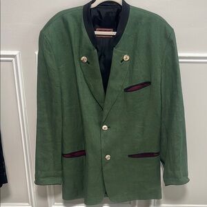 FIRM! 🛑Vintage Schneiders Austria Alpen Linen Blazer with Deer Antlers Buttons